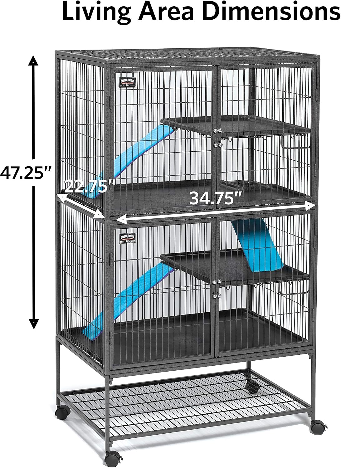 Critter Nation by MidWest Double Unit Small Animal Cage – Essentials for Small Pets - Black: 1 Inch Wire Spacing: Ferret Nation / Double Story - image 4