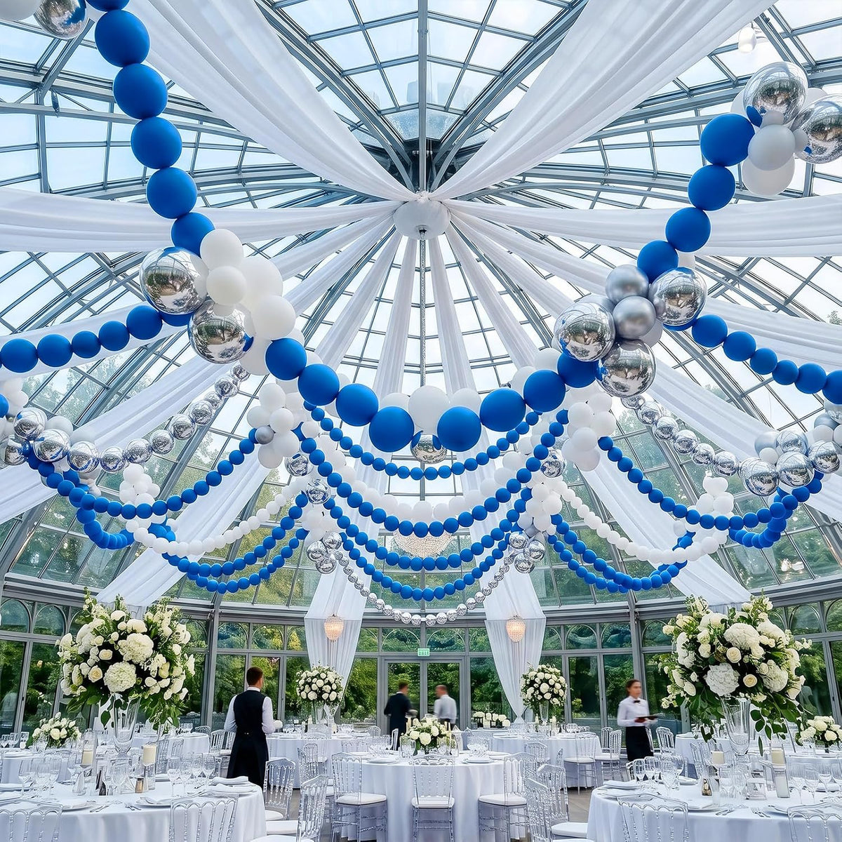 Pearl White Linking Balloons for Wedding Bride Shower Mermaid Party - Dark Blue / 6 inch - image 3