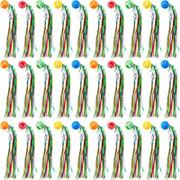Hungdao 30 rubber bouncy balls with colorful ribbon streamers