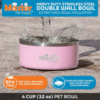 Master Pet Supply Stainless Steel Dog Bowls 128 oz Heavy Duty Aqua Sky – Essentials for Dogs - Rose Quartz / 4 Cups (32 oz) - image 2