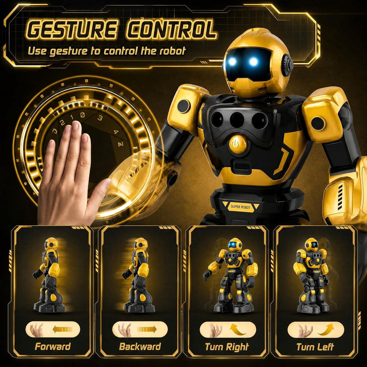 Robot Toys for Kids, Programmable Dancing Toys for 5 Year Old Boy – Fun for Kids & Family - Yellow - image 2