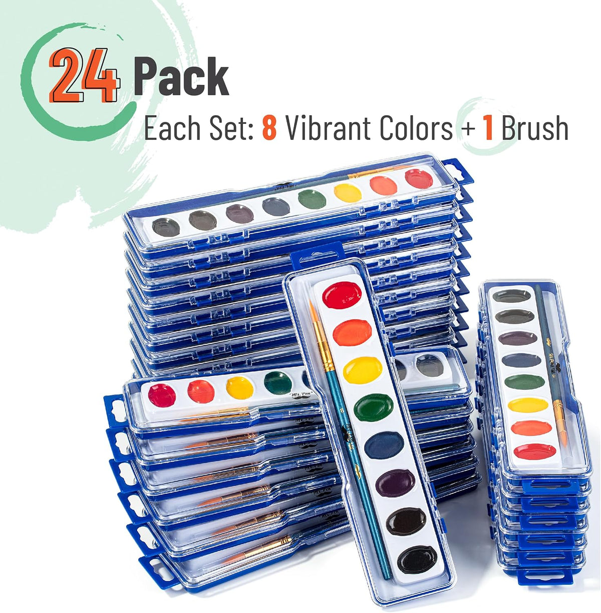 Mr. Pen, Washable Watercolors, 8 Colors with Paint Brush - 24 Pack - image 2