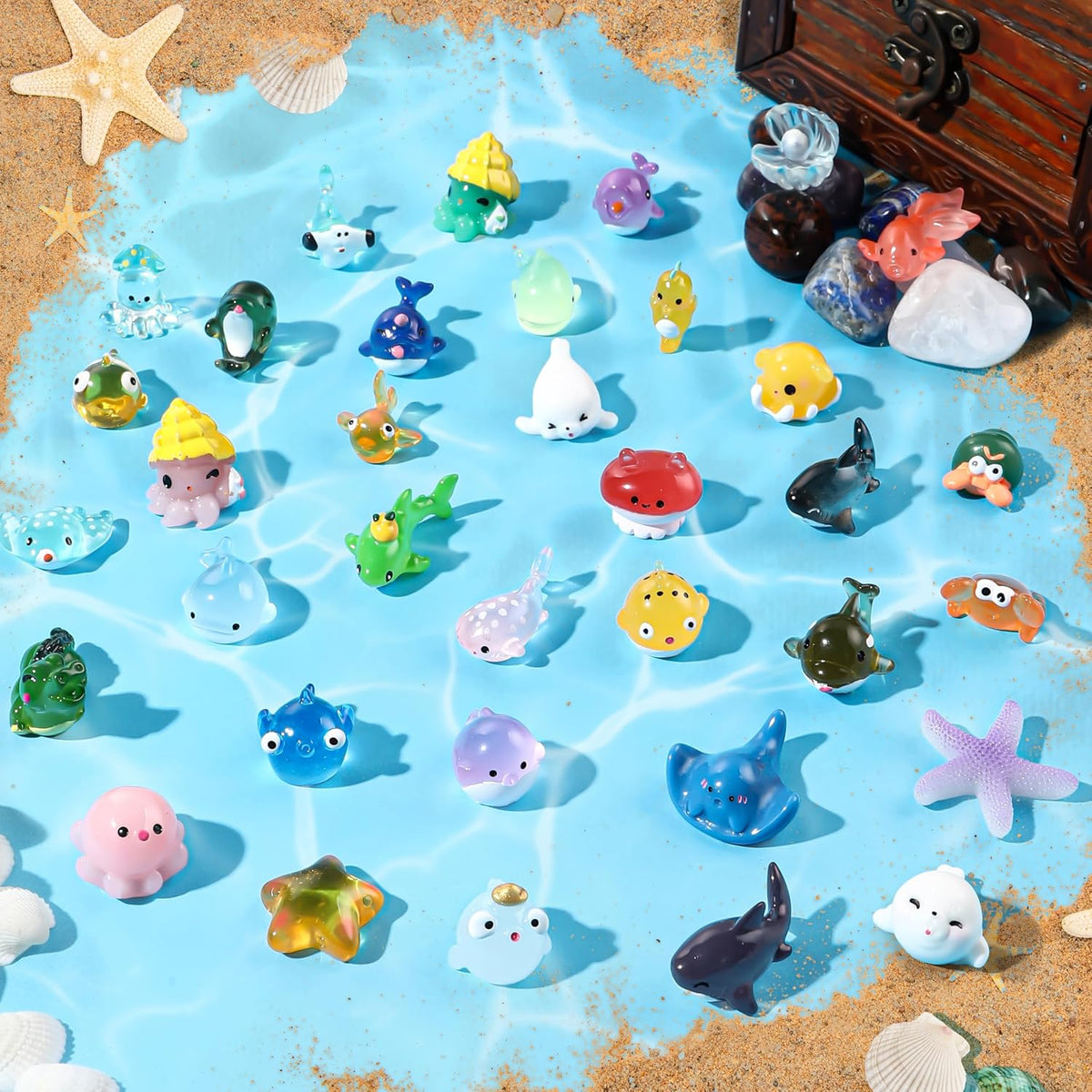 DIYDEC 60PCS Luminous Mini Resin Animals 60 Styles Miniatures Glow - 36pcs Mini Ocean