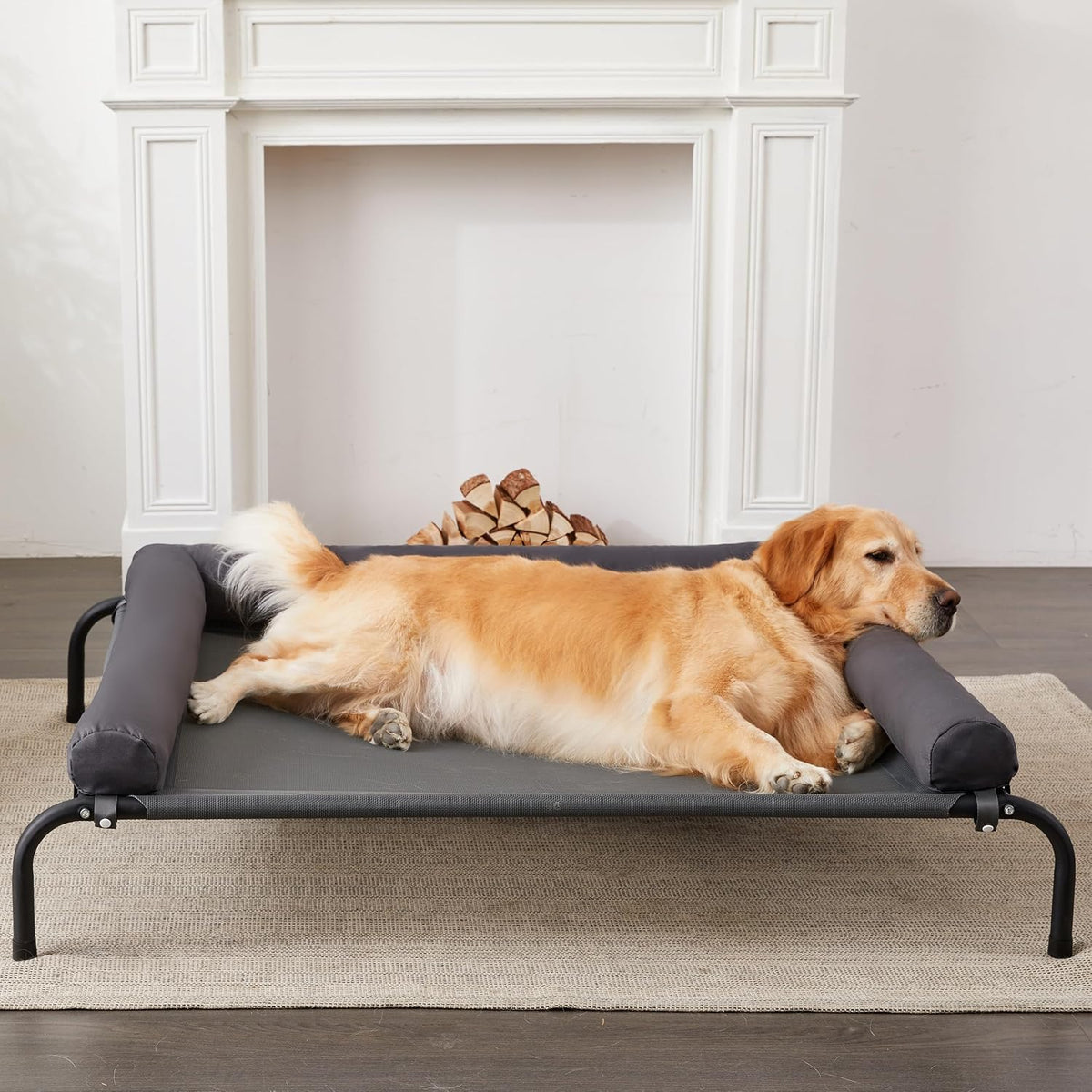 TJSOULER Cooling Elevated Dog Bed with Pillows - XL(48.5x35.5x8)Inches / Deep Grey - image 2