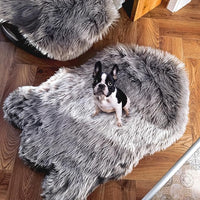 IHAPPYDOG Luxury Faux Fur Orthopedic Dog Bed, Memory Foam Dog Bed for Small, Medium, Large and XL Pets, Fluffy Pet Bed with Waterproof and Washable Cover (Grey, 40"x25")