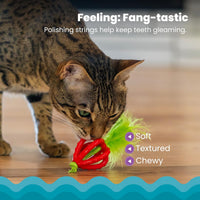 Catstages Strawbabies Dental Cat Chew Toy with Catnip & Feathers - Strawberry - image 3