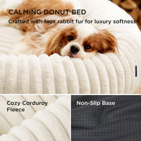 Bedsure ComfyFleece Donut Dog Bed Medium Size Dog with Washable Cover – Essentials for Dogs - S (23x23x7) / Cream - image 3