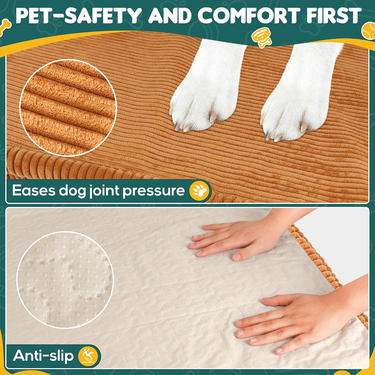 Dog Car Bed, Non-Slip Backseat Extender Pet Mat 50"x24.6"x2" – Essentials for Dogs - Medium (50"L×24.6"W×2"H) / Brown - image 3