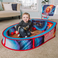 Acorn Avenue pop-up basketball ball pit tent with hoop and 20 soft mini basketballs for toddlers - view 4