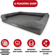 The Dog’s Bed, XXL Grey Linen 51.5x39, Memory Foam, Pain Relief: Arthritis, Hip & Elbow Dysplasia, Post Surgery, Lameness, Supportive, Calming, Waterproof Washable Cover, Veterinary Approved