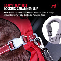 Tuff Pupper Dog Seat Belt | Adjustable Length Dog Seatbelt Restraint | Tangle-Free Locking Carabiner | Shock-Absorbing Bungee | Reflective Stitching for Visibility | Universal Fit for Cars & Trucks