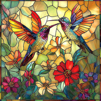 Vintage Paint Hummingbird Flower 500 Piece Puzzles for Adults - Yellow-500 Piece-vintage Hummingbird Floral / 20" X 20"