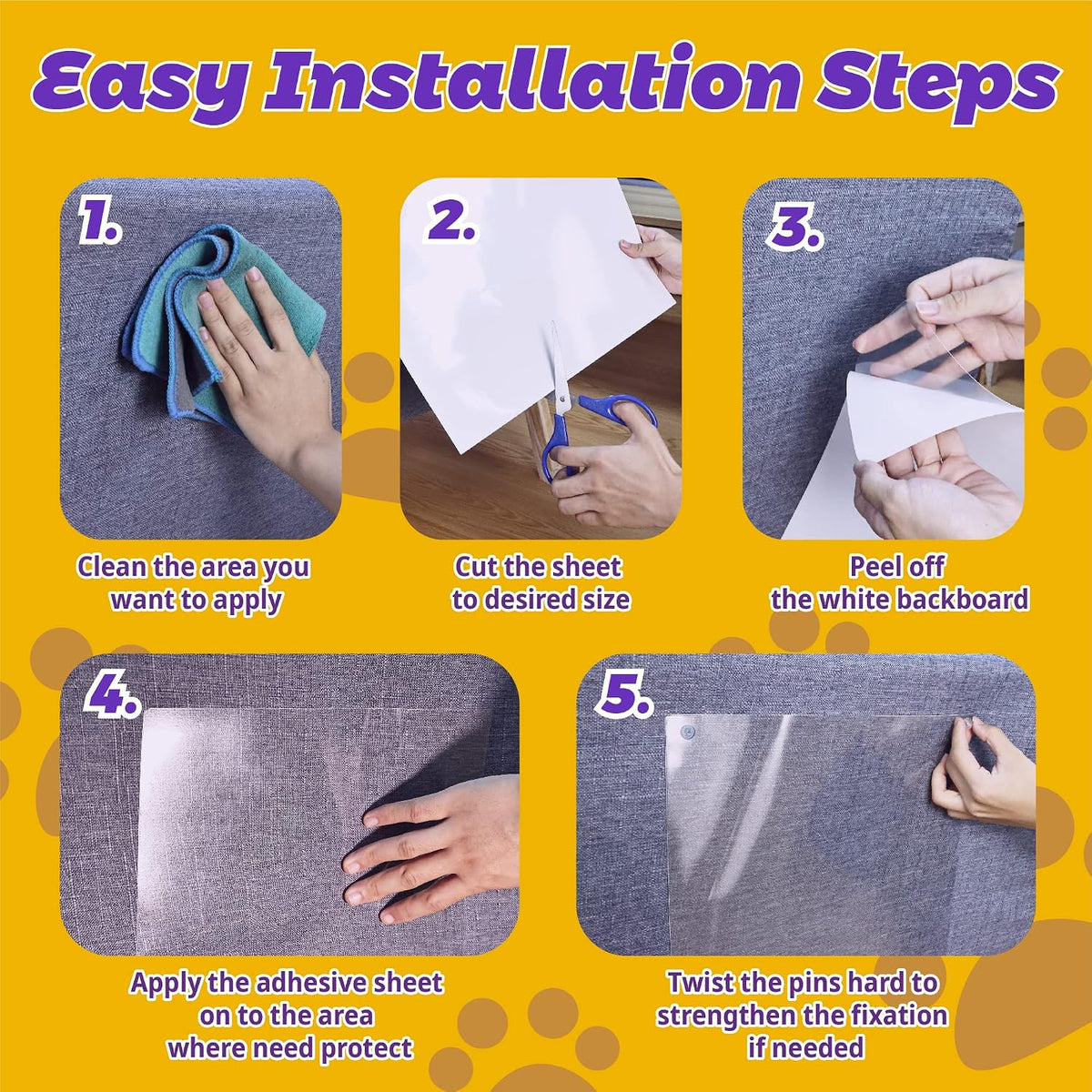 Polamg Cat Scratch Furniture Protector - 12P + 52 pins - image 4