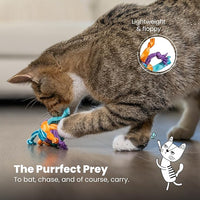 Catstages Catnip Tons of Tails – Interactive Catnip Dental Chew Toy for Cats with Rope, Ribbon & Cotton for Batting, Chasing & Chewing