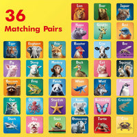 Hebayy 72 PCS Memory Matching Game - Real Animals-A - image 2