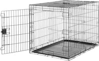 Amazon Basics Portable, Foldable Metal Wire Small Dog Crate with Removable Tray, Divider Panel - 42.0"L x 28.0"W x 30.0"H / Single Door w/ Divider