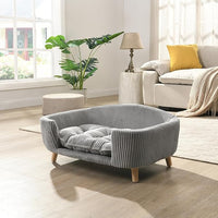 Christopher Knight Home Elroy Orthopedic Dog Bed, Elevated Dog Sofa Bed for Small Dog, Supportive Foam Pet Couch Bed with Wooden Legs, Modern Pet Sofa Bed, Gray