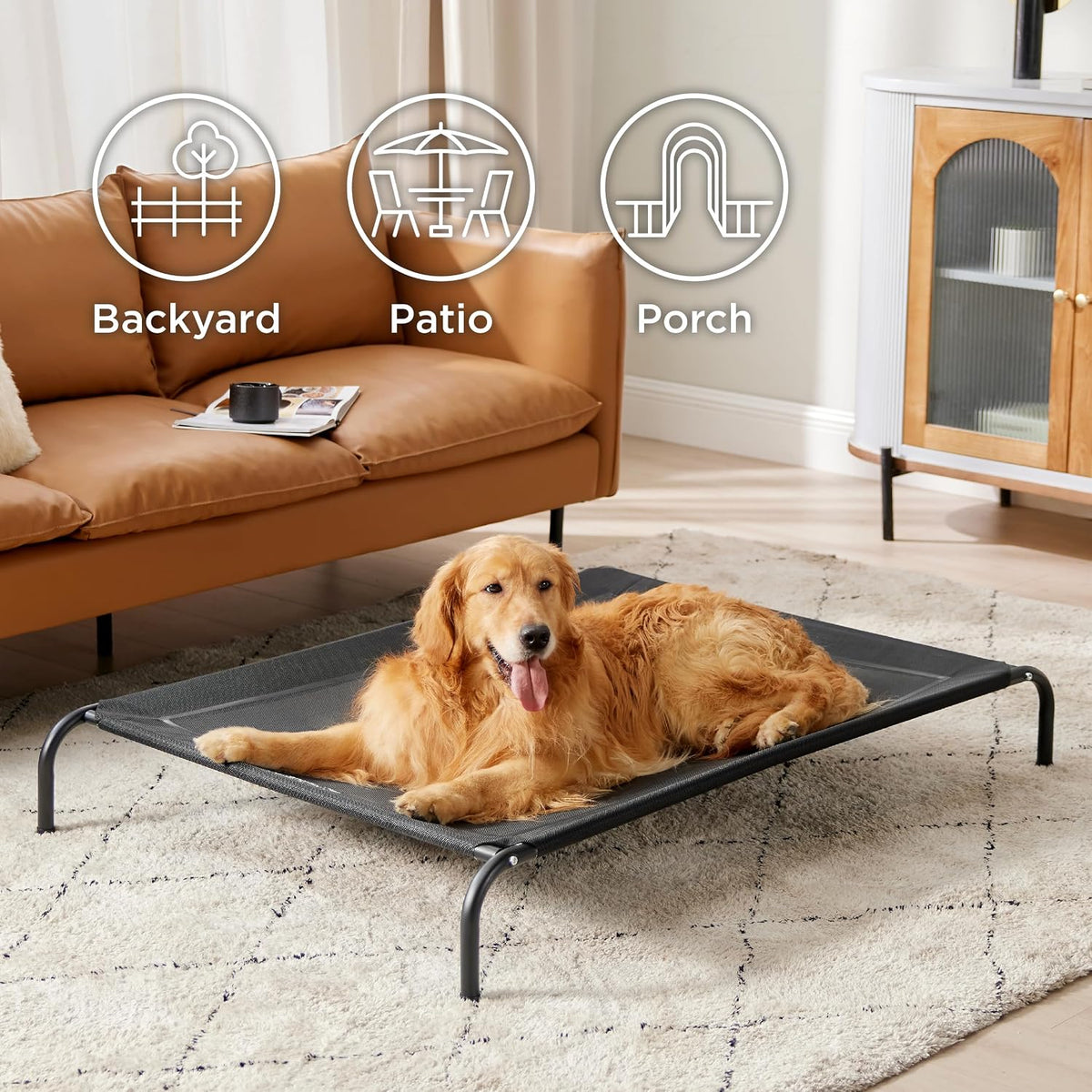 Bedsure Outdoor Elevated Cooling Dog Bed Large Sized Dog - Black / 54"L x 35.4"W x 8"Th - image 3