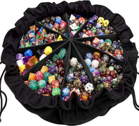 SIQUK Large Dice Bag with Pockets Big Capacity Dice Bag Drawstring - Black