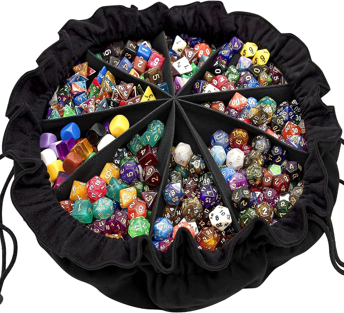 SIQUK Large Dice Bag with Pockets Big Capacity Dice Bag Drawstring - Black