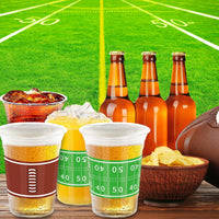 Heartome clear 16 oz football party cups with green field graphics in 2 designs - view 5