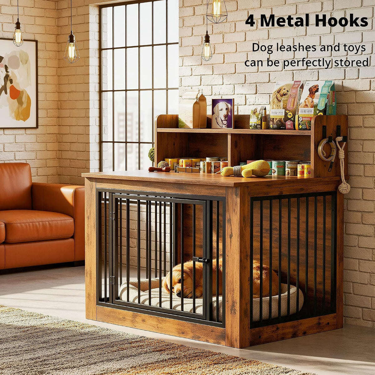 IRONCK Dog Crate Furniture, Heavy Duty Pet Crate for Large Dog - 30.0"L x 43.3"W x 41.8"H / Brown - image 3