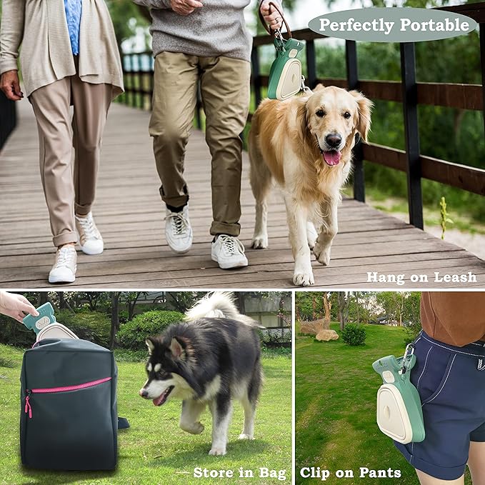 Dog Pooper Scooper, Portable Poop Scooper Handheld Size for Walking Large and Small Dogs Outside Yard or Travel Outdoors, Pup Poop Scoop with Container and 30pcs Pet Waste Bag Attachment, Blue