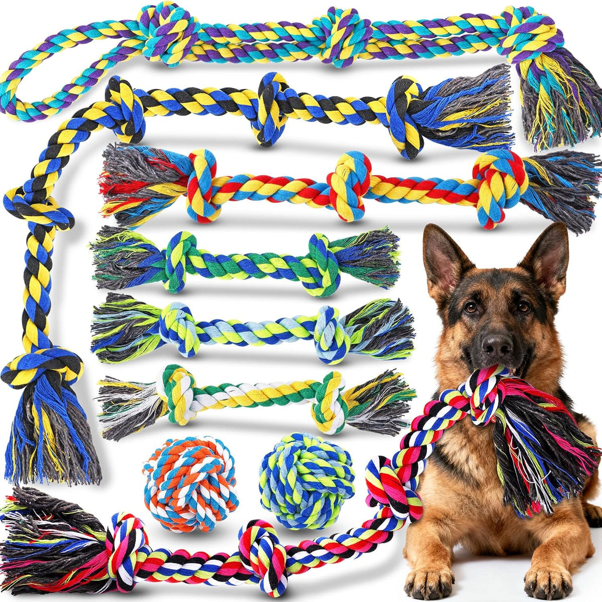 Dog Rope Toy Set for Large Dogs and Aggressive Chewers – Essentials for Dogs - Assorted Colors