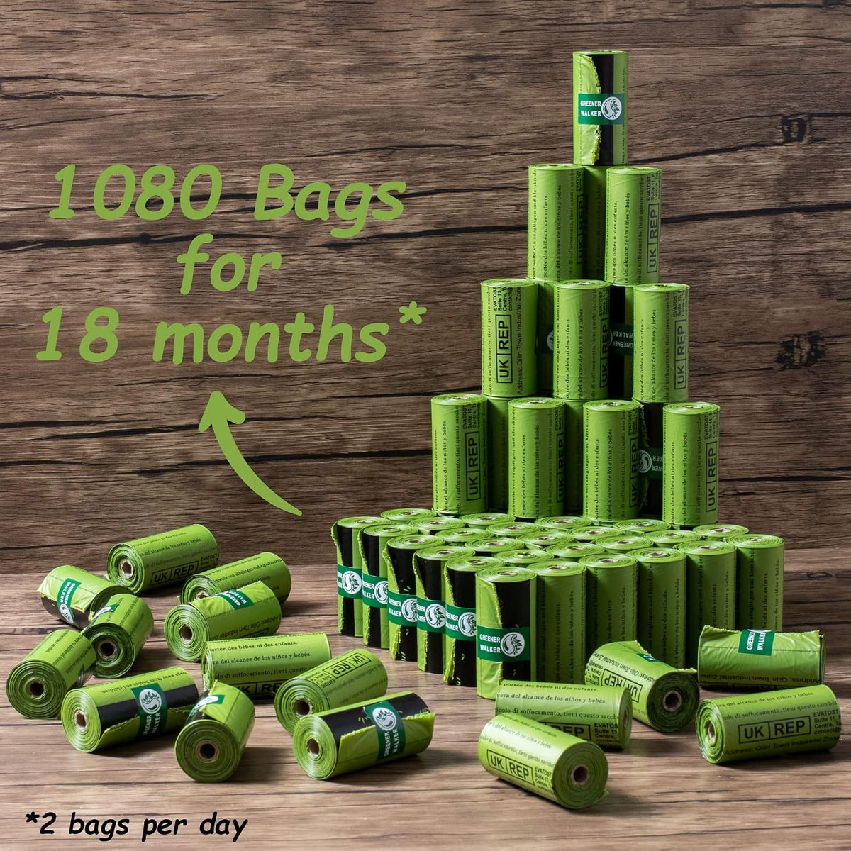 Greener Walker Poop Bags for Dog Waste-540 Bags - Green / 1 Count (Pack of 1080) - image 3