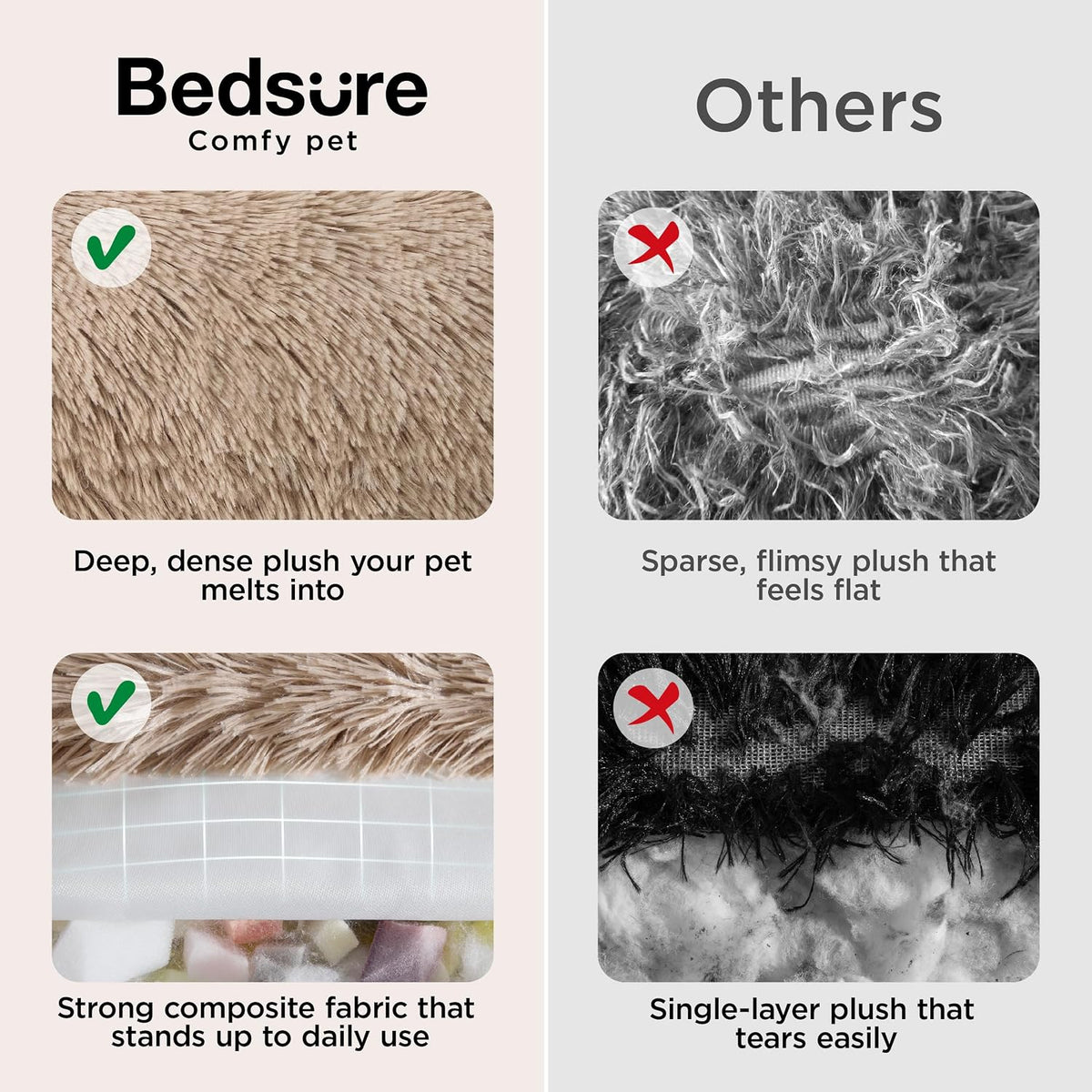 Bedsure SupportMax Calming Dog Beds Large Sized Dog Washable Pet Bed - Camel / M PLUS(33x33x7) - image 3