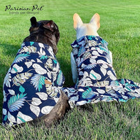 Parisian Pet Palm Leaves Dog Shirt - 100%Cotton Dog Summer Clothes - Stylish Dog Beach Oufit - Hook and Loop Closure Dog Costume - Machine Washable Dog Shirts for Small Dogs - L