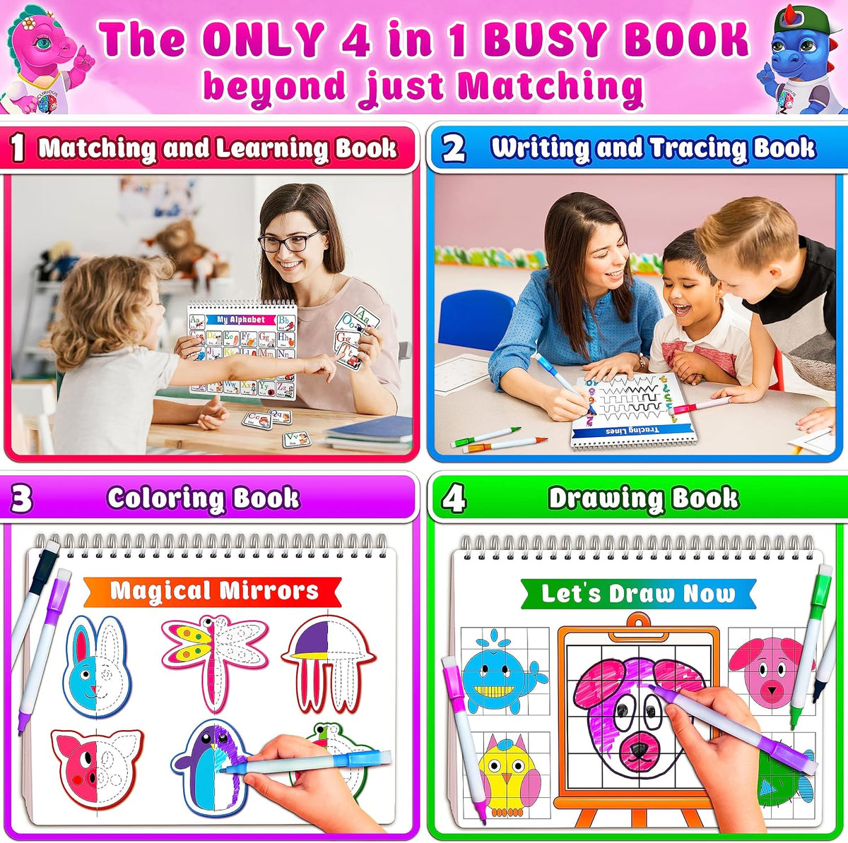 Curious 2 Learn Busy Book for Toddlers 3-5 - Pink - image 4