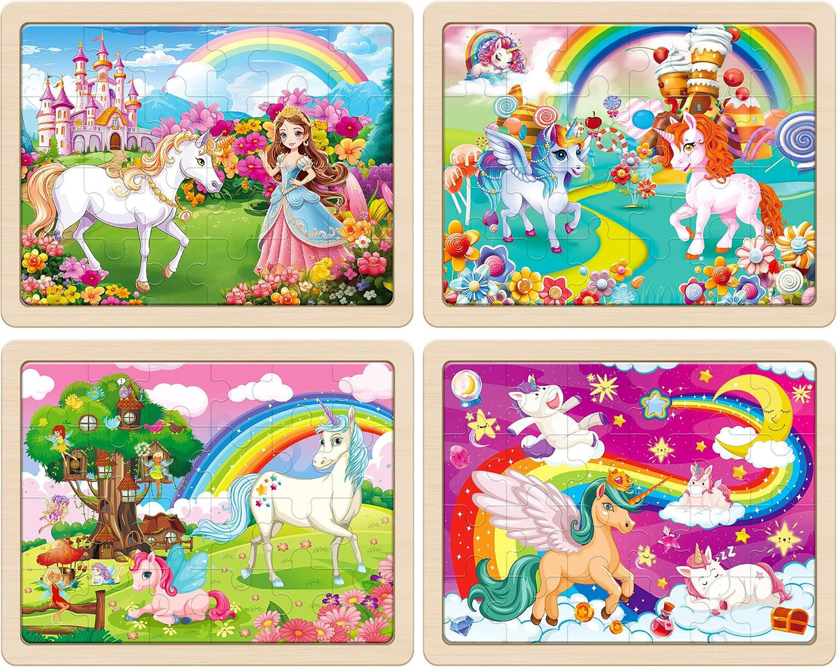 SYNARRY Large Unicorn Princess Fairy Wooden Puzzles for Kids Ages 4-6 – Fun for Kids & Family - Unicorn - image 2