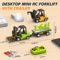 1:24 RC Forklift Toy for Kids - Green / 1:64 Scale with Trailer (9.06 x 1.57 x 2.56 inch) - image 2