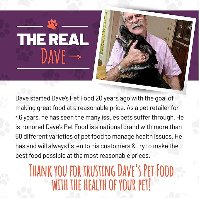 Dave's Pet Food Kidney Support Dog Food (Tuna Pate), Non-Prescription, Low Phosphorus, Low Sodium, Wet Canned, Renal Kidney Care, Vet Formulated, 5.5 oz (24 Pack)