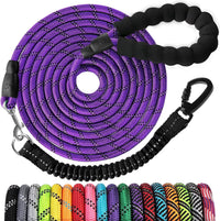 Long Dog Leash 15 FT: Heavy Duty Rope Leashes for Dogs Training - Purple / 15ft*1/2''