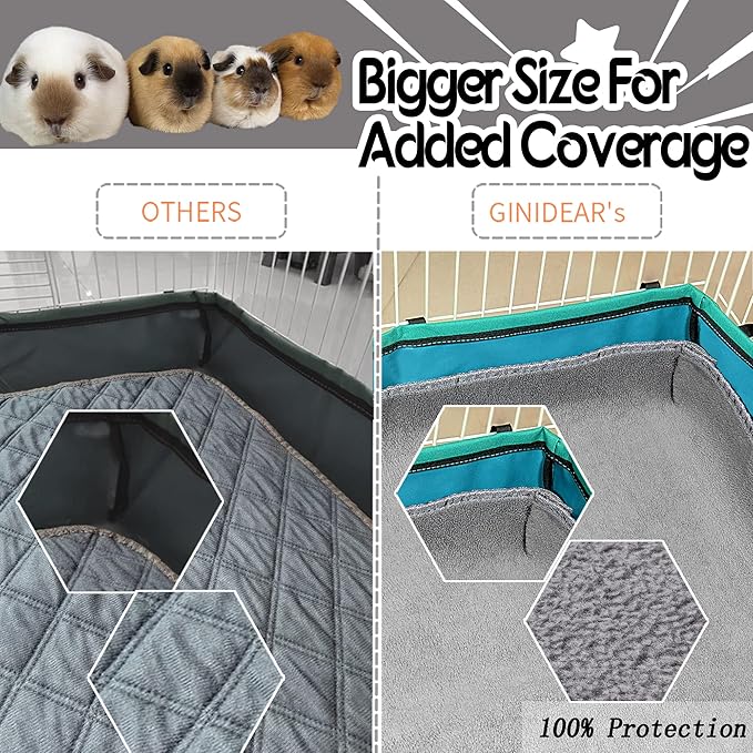 Guinea Pig Cage Liner, 1 Pack - Washable, Reusable, Leakproof Fleece Bedding Pads for Small Animals with Anti-Slip Bottom - for C&C 2X3 Area, Gray