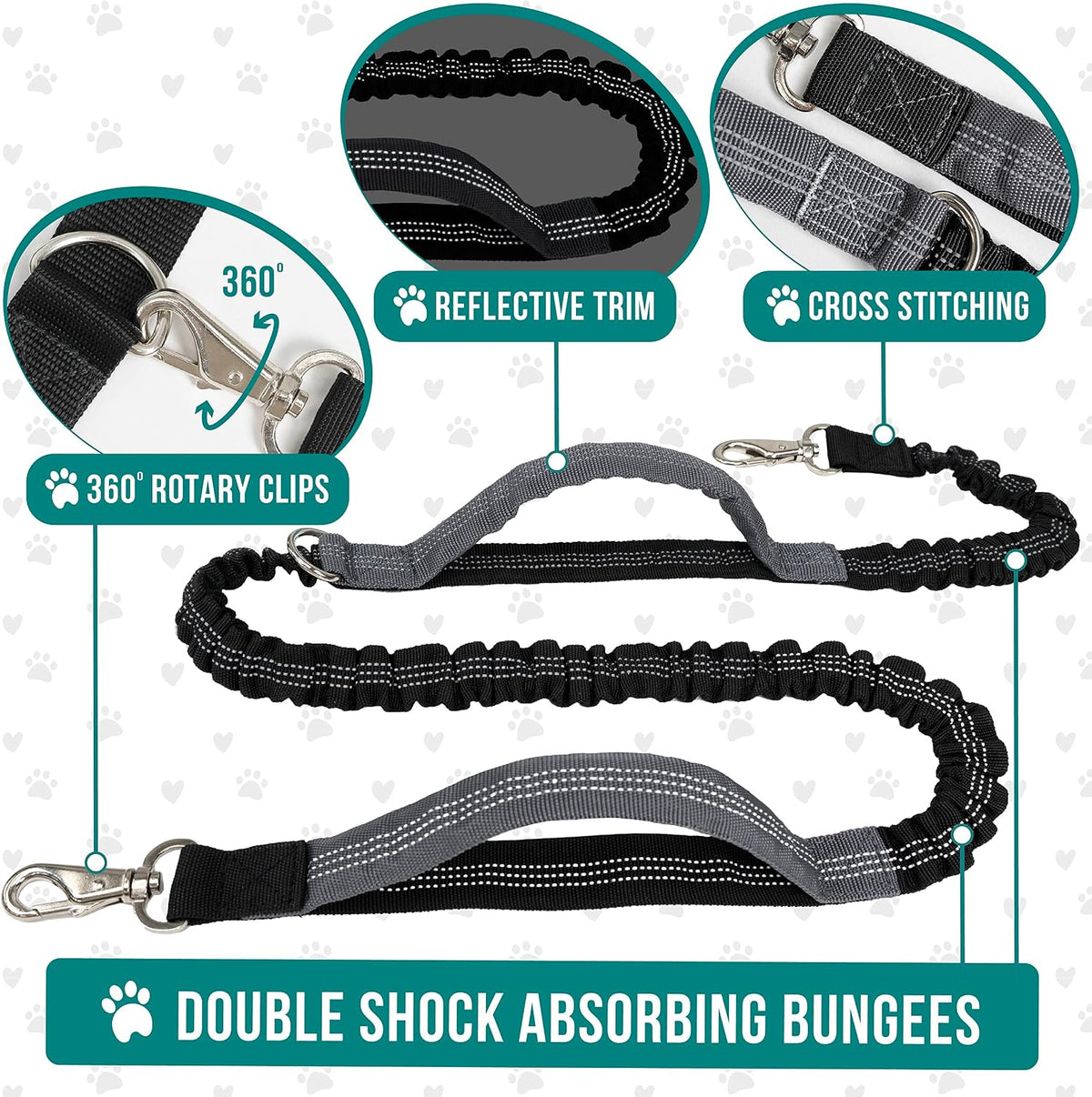 PetAmi Hands Free Dog Leash with Waist Running Belt Bag, Single – Essentials for Dogs - 2 Leashes / Purple - image 4
