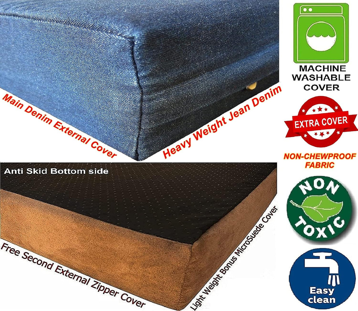 Extra Large Orthopedic Memory Foam Dog Bed for Large Dogs - 41.0"L x 27.0"W x 4.0"Th / Navy Blue - image 3