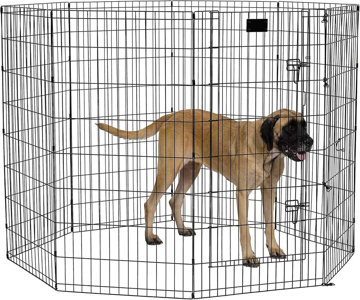 MidWest 30-Inch Exercise Pen, Single Door, 16 Sq Ft Play Area – Essentials for Dogs - Black w/ Door / 48" H