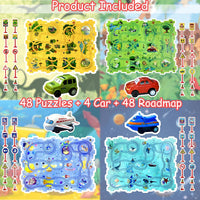 Ubegger puzzle car track set with puzzle road pieces, road signs and battery cars - view 15