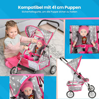 Baby Doll Stroller, Pram for Girls, Umbrella Stroller for Kids - Grey in Triangles - image 4