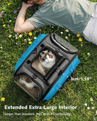 Pecute Cat Carrier, Double Bubble Pet Carrier for Cat Small Dogs - 18"L x 13.5"W x 14"H / Gray - image 4