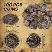 Geodurn 100 plastic pirate gold coins with embossed pirate design - view 4
