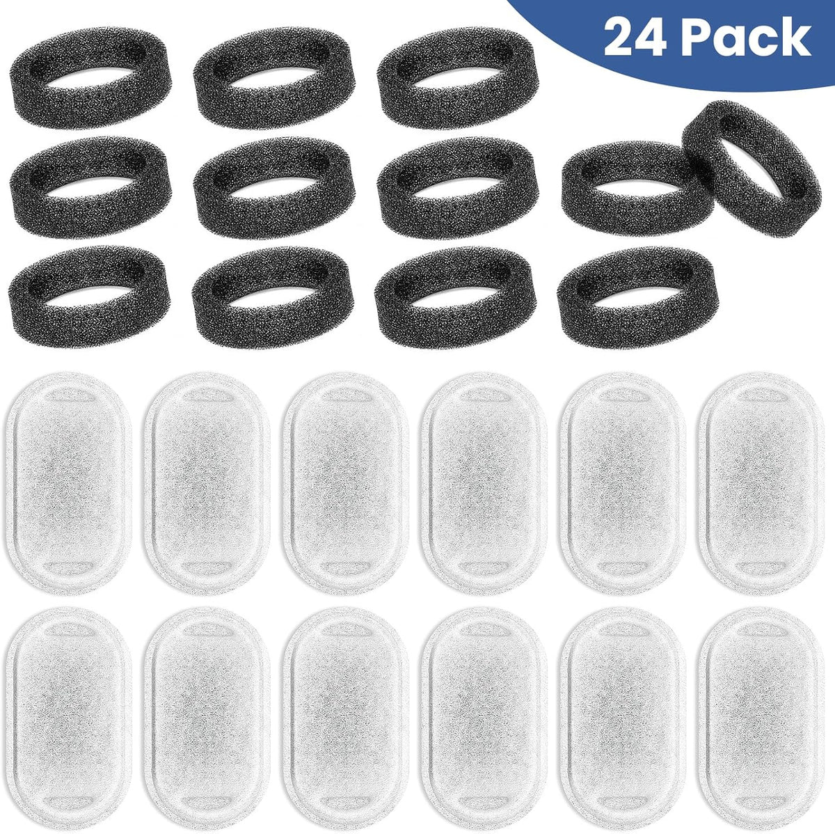 Cat Water Fountain Filter Replacement - 12 Filters & 12 Sponges - image 2