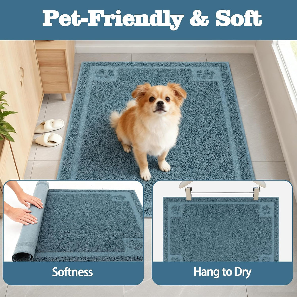 Darkyazi Pet Feeding Mat Large for Dogs and Cats - Silver Blue - image 4