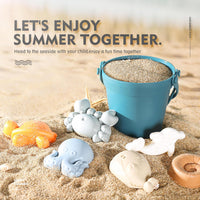 MarcZero 11Pcs Silicone Beach Toys, Bucket & Sand Toys - Dark Blue - image 3