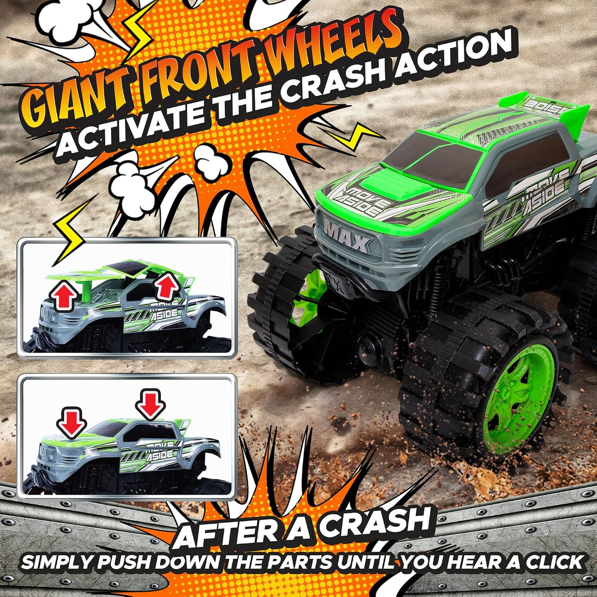 Team Power Exploding Monster Truck Toy with Explosive Crash Sounds - Grey - image 4