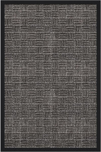 Indoor/Outdoor Hose-Wash Embossed Design Non-Slip Rubber 2x3 Modern Entryway Mat for Entryway, Patio, Backyard, Garage, 24" x 36", Black