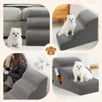 Dog Stairs Ramp for High Bed - 3 Step-15.7"H / Fleece-Grey - image 4